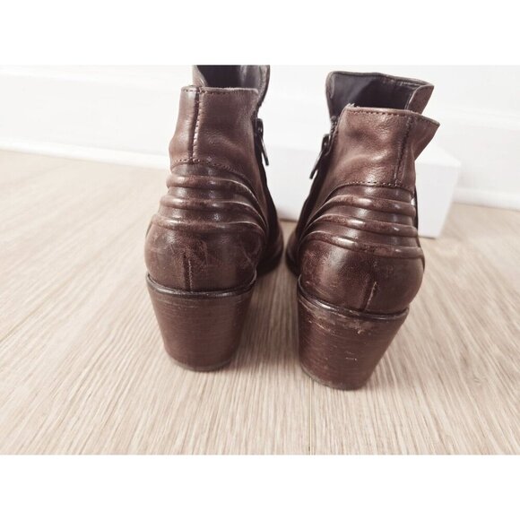 Paul Green Diandra Brown Leather Cap Toe Ankle Boots Booties Zip US 6 - UK 3.5 - Picture 7 of 12